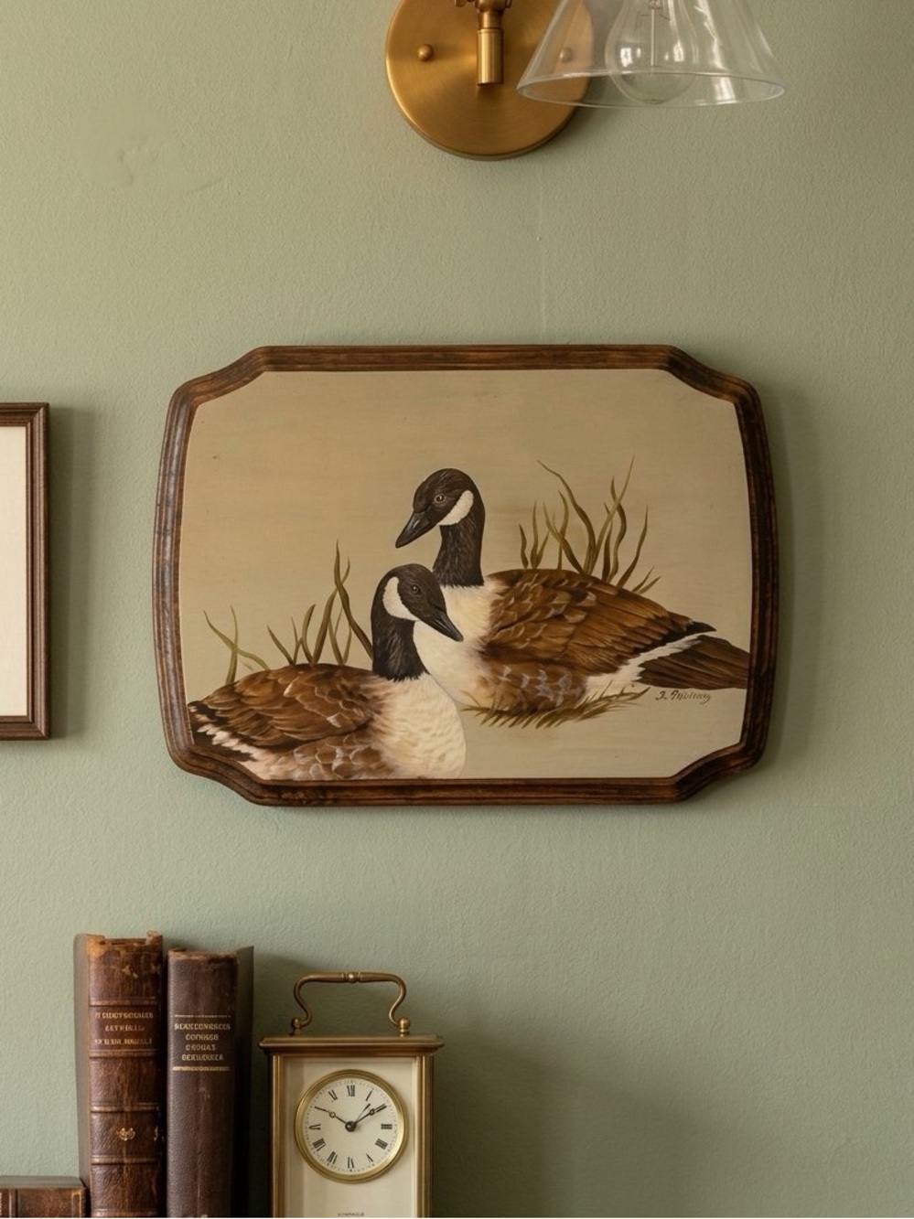 Wooden Hand-Painted Canada Goose Plaque — Signed by Artist